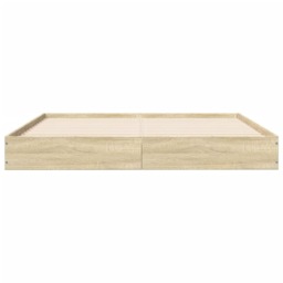 Bed Frame without Mattress Sonoma Oak 140x200 cm Engineered Wood - thumbnail 4