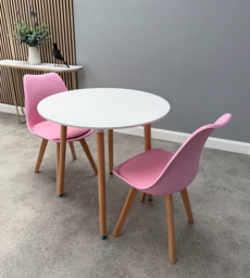 Jamie Lorenzo Halo Round Dining Set of 2 - Pink / Pack of 2 / White