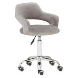 Fionna Grey Velvet Home Office Chair With Curved Back - thumbnail 4
