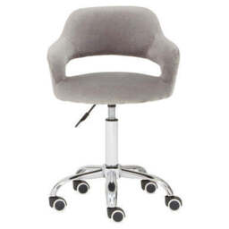 Fionna Grey Velvet Home Office Chair With Curved Back - thumbnail 2