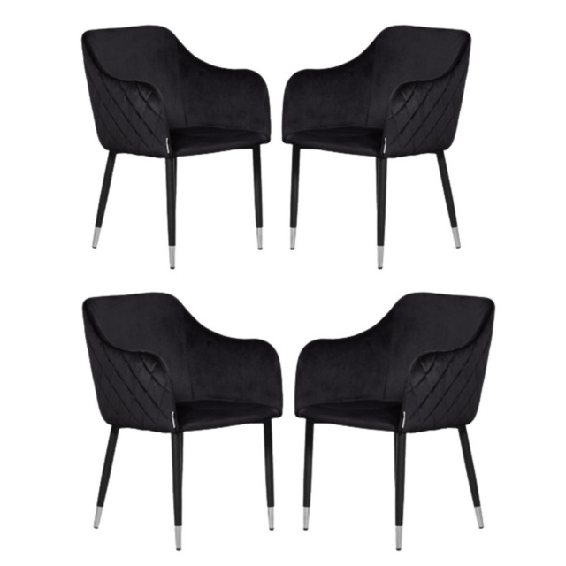 Verona LUX velvet dining chair - Black / Set of 4
