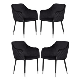 Verona LUX velvet dining chair - Black / Set of 4