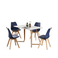 Jamie Lorenzo Dallas Dining Set - Blue / Set of 4 / Oak