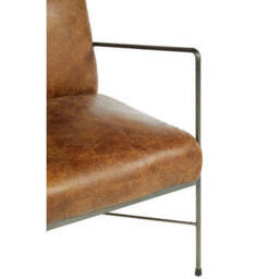 Hoxton Light Brown Genuine Leather and Iron Lounge Chair - thumbnail 6