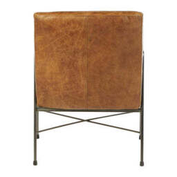 Hoxton Light Brown Genuine Leather and Iron Lounge Chair - thumbnail 4
