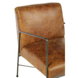 Hoxton Light Brown Genuine Leather and Iron Lounge Chair - thumbnail 5