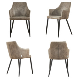 Zarah LUX faux leather chair - Light Brown / Set of 4