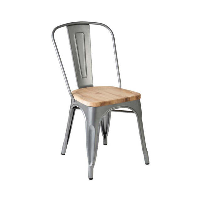 Aldgate Silver Chair in Powder Coated  Metal and Wood - image 1
