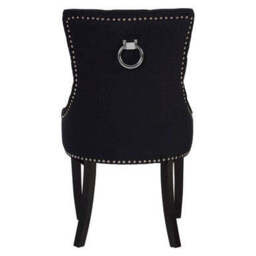Kensington Townhouse Black Linen Studded Dining Chair - thumbnail 6