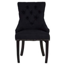 Kensington Townhouse Black Linen Studded Dining Chair - thumbnail 2