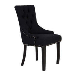 Kensington Townhouse Black Linen Studded Dining Chair - thumbnail 4
