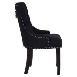 Kensington Townhouse Black Linen Studded Dining Chair - thumbnail 5