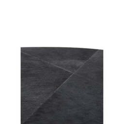 Black Hair-On-Hide Leather Round Top Coffee Table with Geometric Gold Metal Frame, Kensington Townhouse - thumbnail 5