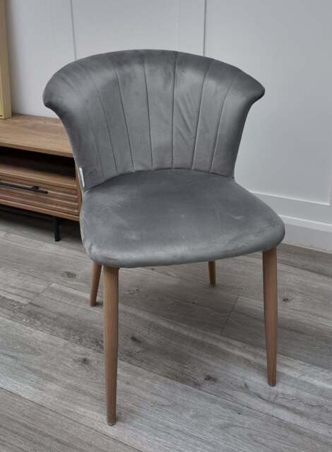 Elsa Velvet Dining Chair - Grey - image 1