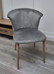 Elsa Velvet Dining Chair - Grey - thumbnail 1