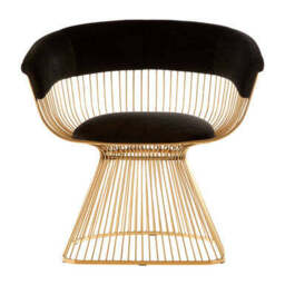 Vogue Black Velvet And Gold Finish Chair - thumbnail 2