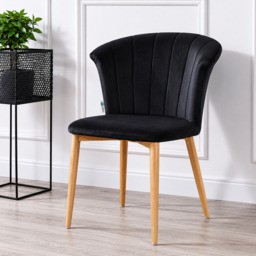 Elsa Velvet Dining Chair - Black / Single
