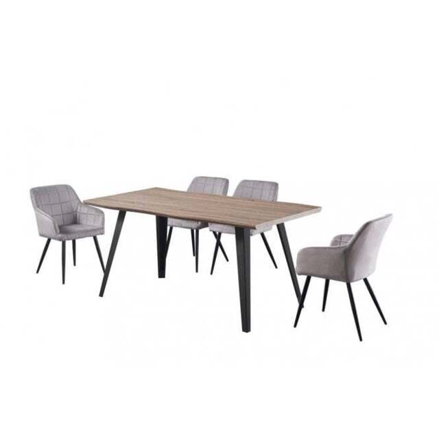 Camden Rocco LUX Dining Set - Light Grey / Walnut