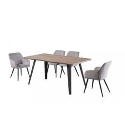 Camden Rocco LUX Dining Set - Light Grey / Walnut