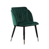 Milano Duke LUX Dining Set - a Walnut Dining Table & 6 Velvet Dining Chairs with Silver End Caps - Green