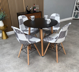 Patchwork Halo Dining Table Set - Set of 4  Black and White Patchwork Tower Chairs & a Halo Dining Table - thumbnail 6