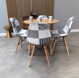 Patchwork Halo Dining Table Set - Set of 4  Black and White Patchwork Tower Chairs & a Halo Dining Table - thumbnail 4