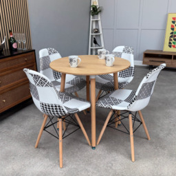 Patchwork Halo Dining Table Set - Set of 4  Black and White Patchwork Tower Chairs & a Halo Dining Table - thumbnail 2