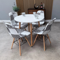 Patchwork Halo Dining Table Set - Set of 4  Black and White Patchwork Tower Chairs & a Halo Dining Table - thumbnail 1