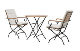 Sicily 2 Seater Teak and Wrought Iron Round 70cm Garden Dining Set - thumbnail 2