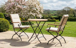 Sicily 2 Seater Teak and Wrought Iron Round 70cm Garden Dining Set - thumbnail 1