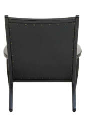 Kendari Black Leather and Teak Wood Chair with Stud Detail - thumbnail 5