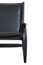 Kendari Black Leather and Teak Wood Chair with Stud Detail - thumbnail 6