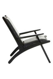 Kendari Black Leather and Teak Wood Chair with Stud Detail - thumbnail 4