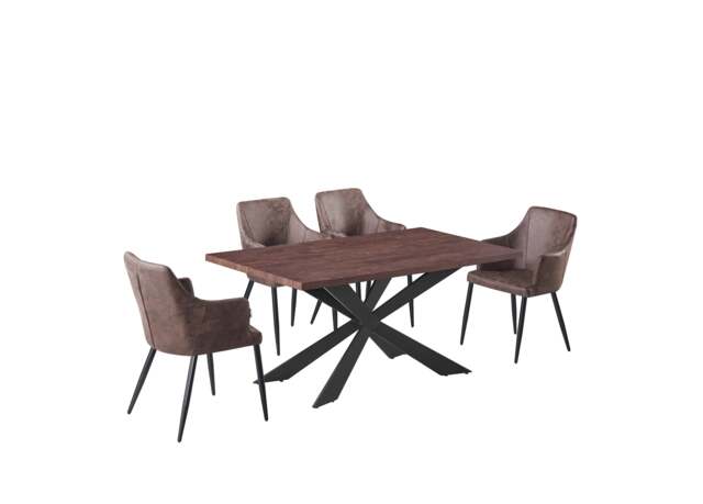 Zarah Duke Dining Set 6 - Dark Brown / Set of 4