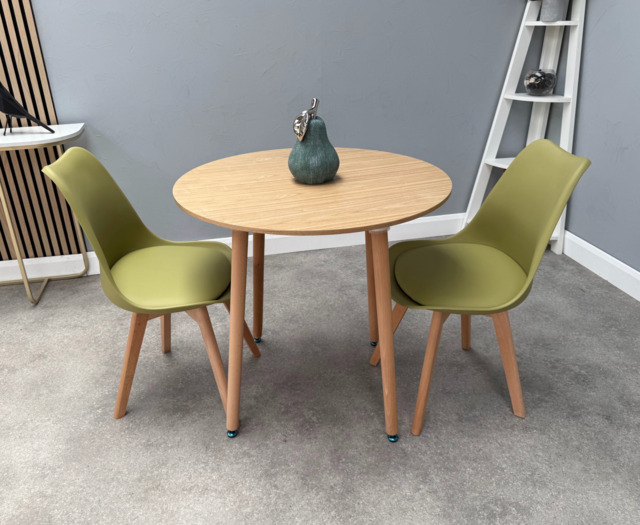 Jamie Lorenzo Halo Round Dining Set of 2 - Lime Green / Pack of 2 / Oak