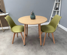 Jamie Lorenzo Halo Round Dining Set of 2 - Lime Green / Pack of 2 / Oak