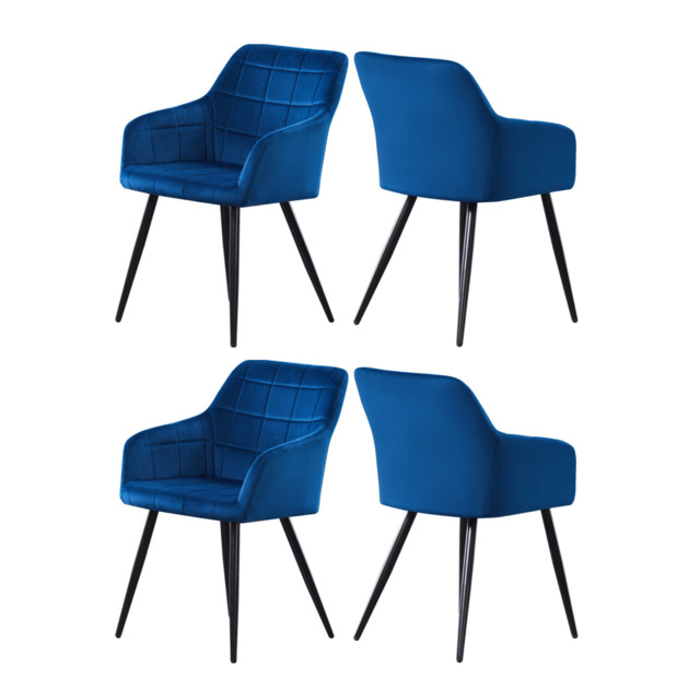 Camden Velvet Dining Chair - Royal Blue / Set of 4