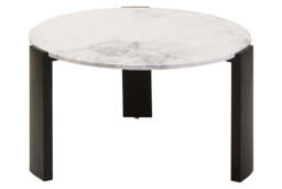 Palermo White Marble and Black Acacia Wood Large Round Coffee Table - thumbnail 2