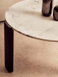 Palermo White Marble and Black Acacia Wood Large Round Coffee Table - thumbnail 6
