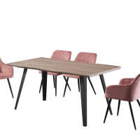 Camden Rocco LUX Dining Set - Pink / Walnut