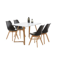 Jamie Lorenzo Dallas Dining Set - Black / Set of 4 / Oak