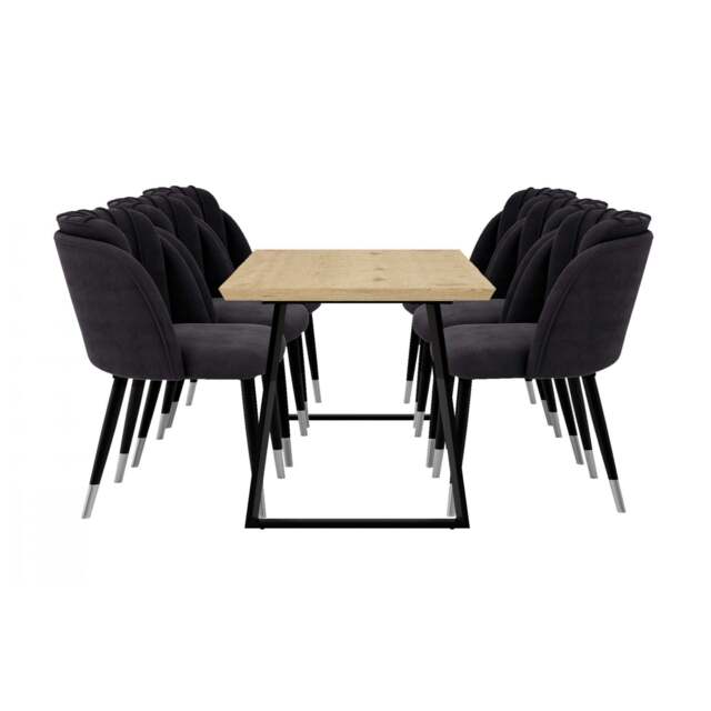 Milano Toga Extendable Dining Set - a Brown Extendable Dining Table & 6 Dining Chairs with Silver End Caps - image 1