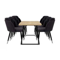 Milano Toga Extendable Dining Set - a Brown Extendable Dining Table & 6 Dining Chairs with Silver End Caps - thumbnail 1