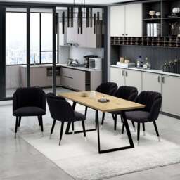 Milano Toga Extendable Dining Set - a Brown Extendable Dining Table & 6 Dining Chairs with Silver End Caps - thumbnail 2