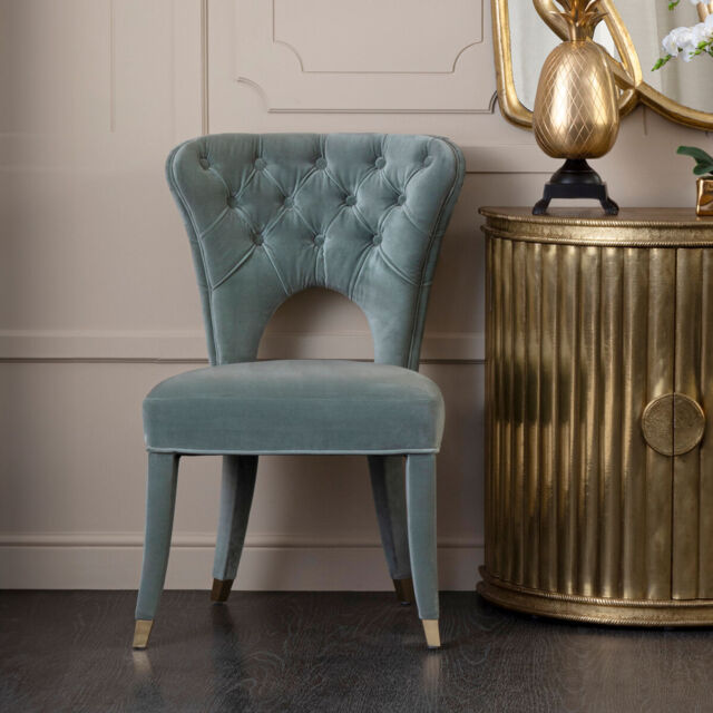 Villi Blue Velvet Tufted Dining Chair - image 1