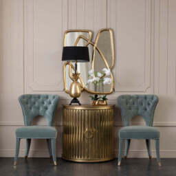 Villi Blue Velvet Tufted Dining Chair - thumbnail 3