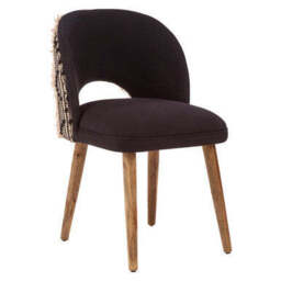 Cefena Black and White Fabric Moroccan Design Chair - thumbnail 3