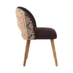 Cefena Black and White Fabric Moroccan Design Chair - thumbnail 4