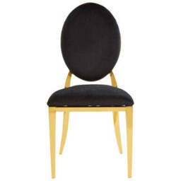 Sarita Black Velvet Stackable Dining Chair with Gold Finish Frame - thumbnail 1