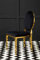 Sarita Black Velvet Stackable Dining Chair with Gold Finish Frame - thumbnail 5